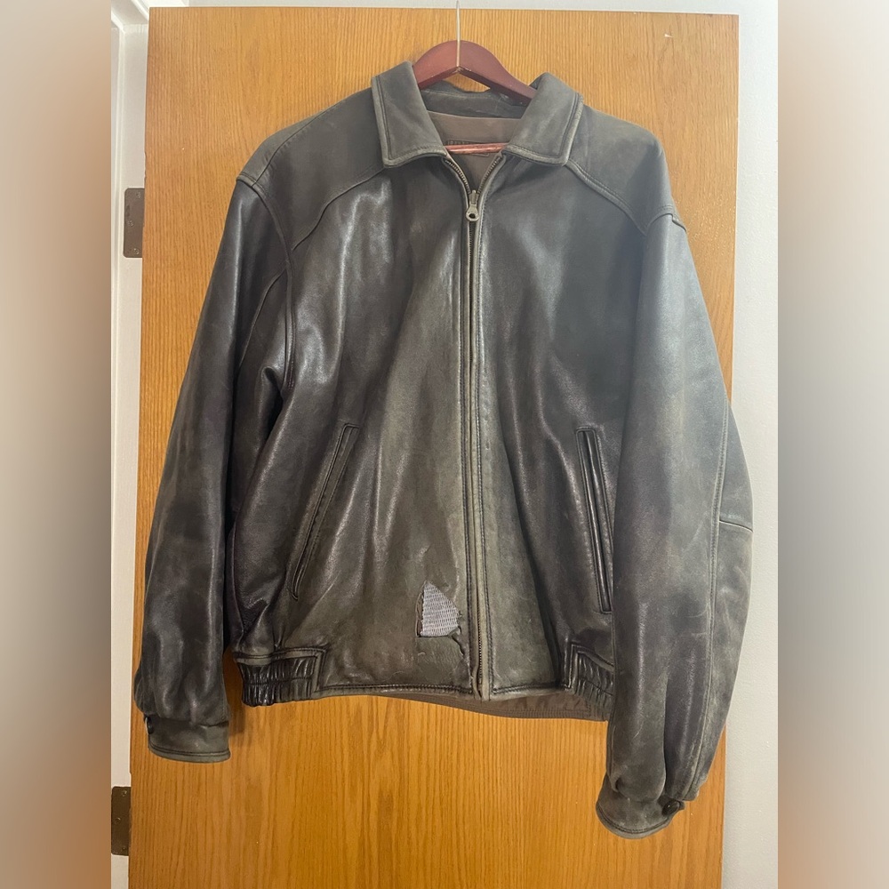 Robert Comstock Endurance Leather Jacket Mens 42 Brown Bomber Large Reversible